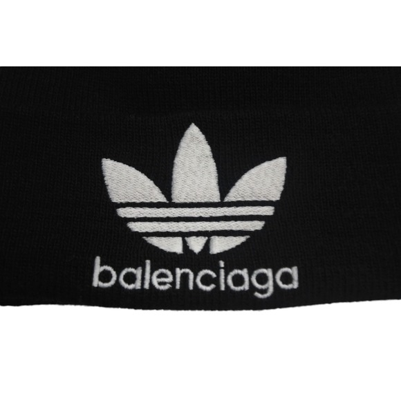 Balenciaga ADIDAS Beanie Knit Cap Black White Acrylic - Picture 5 of 7